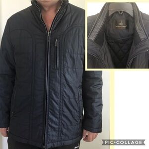 Men's Box-Quilted Down Navy Jacket